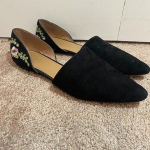 Franco Sarto D'orsay flats with floral embroidery